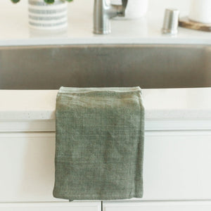 Stone Washed Linen Tea Towel - Sage